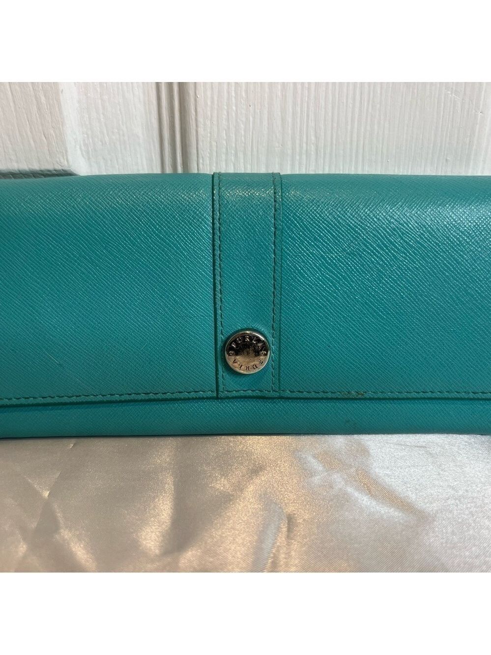 FURLA AUTHENTIC LONG BLUE ZIP AROUND WALLET - Picture 1 of 14